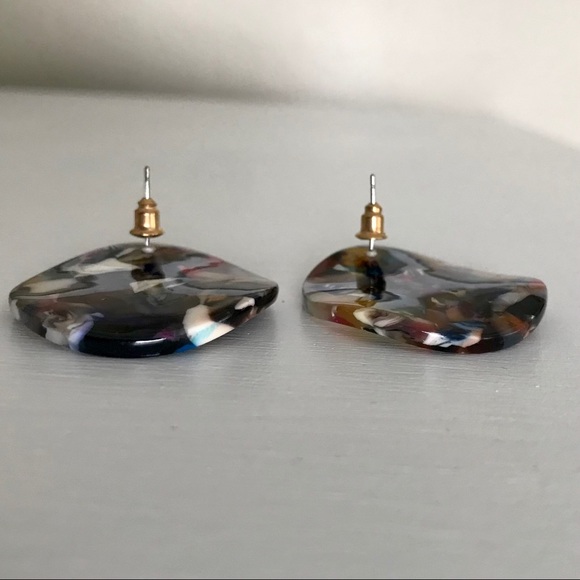 Celluloid Acrylic Colorful Zebra Big Round Stud Back Earrings - Picture 2 of 4